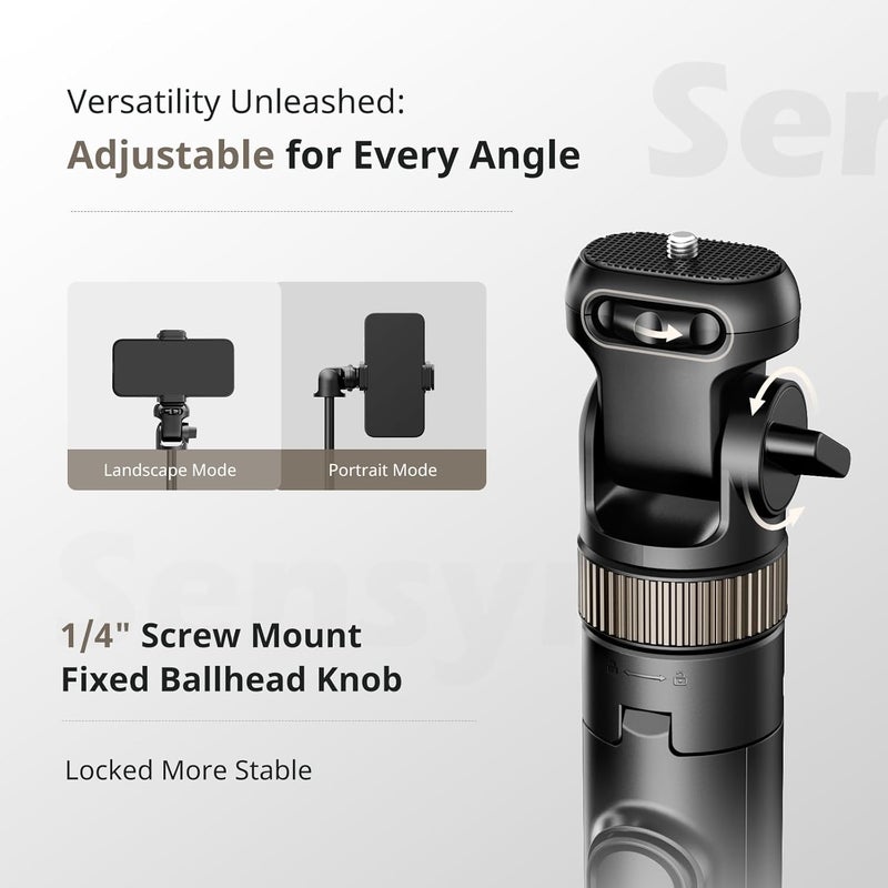 Sensyne 72" Extendable Tripod for iPhone & Selfie Stick with Detachable Phone Holder & Wireless Remote, Compatible with All Cell Phones, Black - Image 4